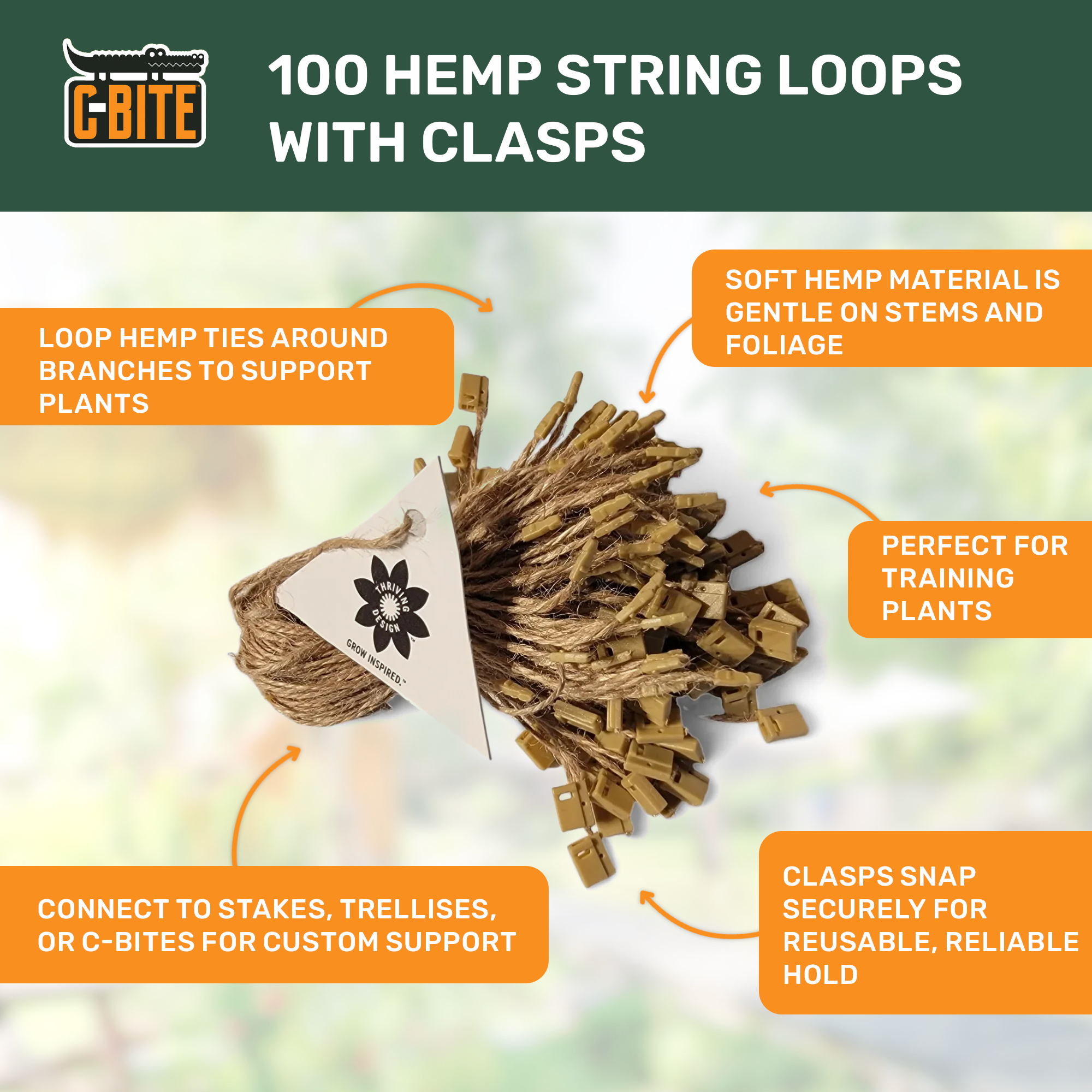 Easy Hemp Plant Loops - bunch of 100