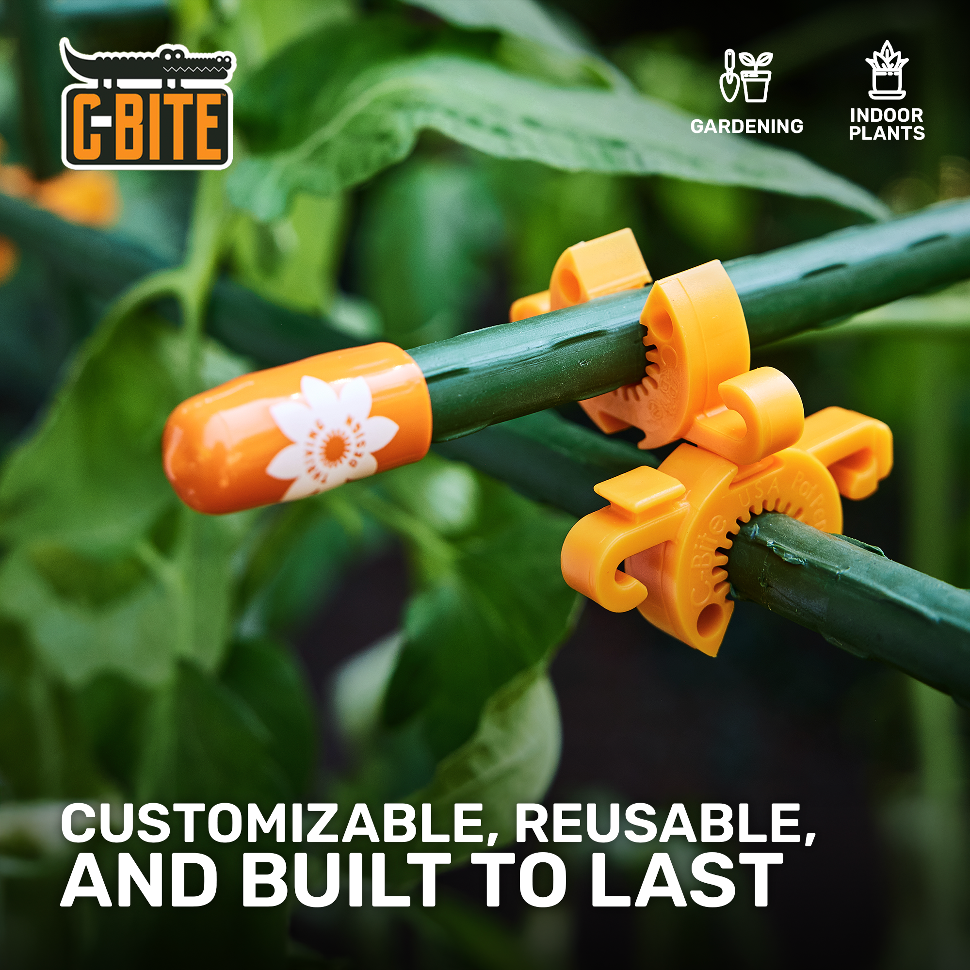 Twelve (12) Soft Stake Safety Caps for 7/16" Garden Stakes - in Tangerine or Incognito Green