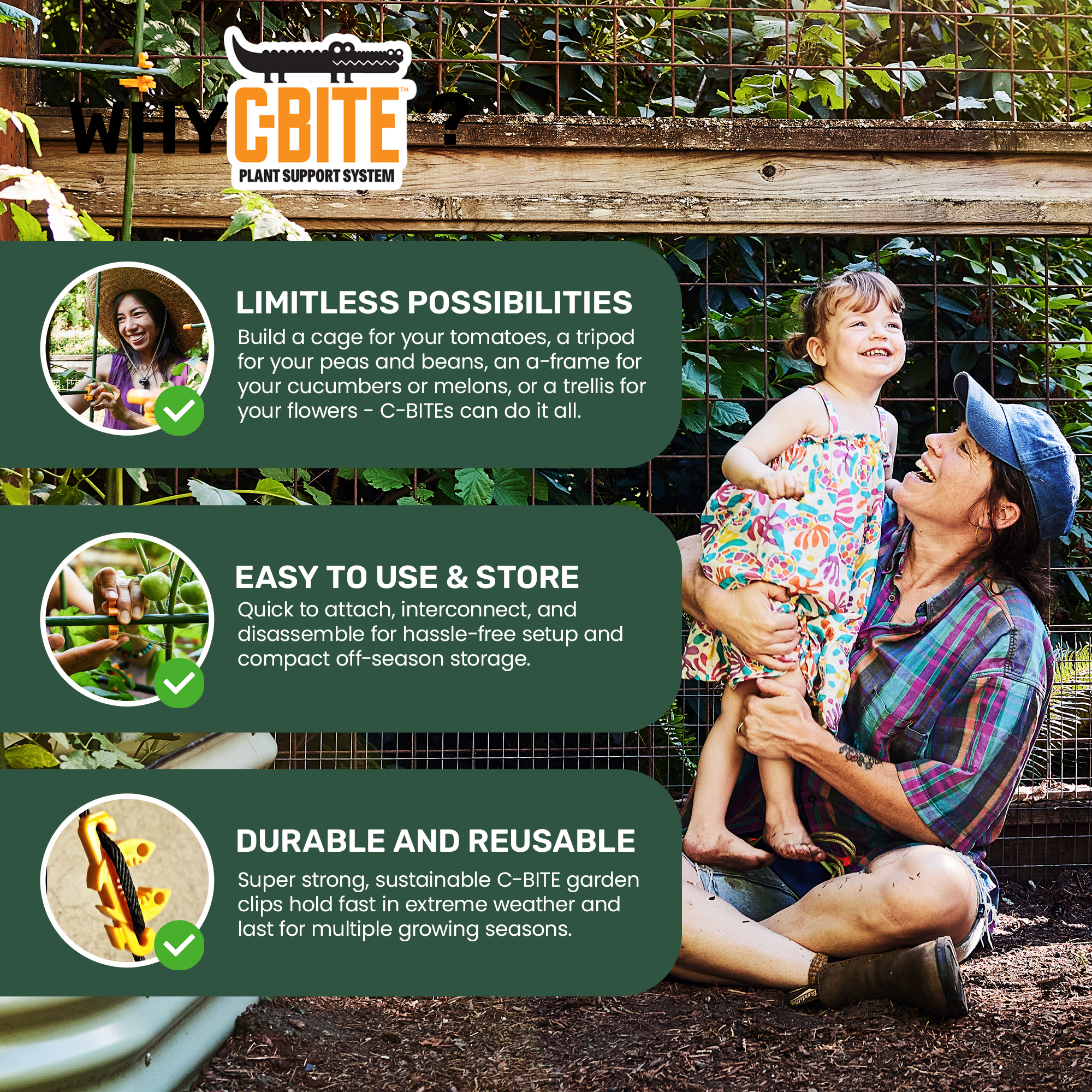 The Maker Kit - Crossbars and C-BITEs for Gardeners with lots of stakes