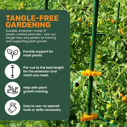 50 x Foot Long Garden Ties - Precut Coated Wire Twists Have the Reach You Need!