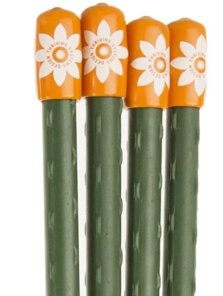 Twelve (12) Soft Stake Safety Caps  for  7/16&quot; Garden Stakes - in Tangerine or Incognito Green - Thriving Design