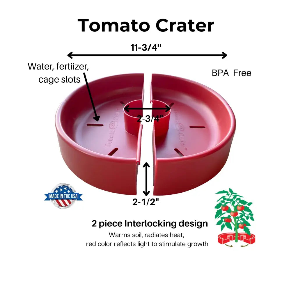 Tomato Crater 12-Inch Gardening Tool – Boosts Yields, Saves Water, Made in USA, 3PK