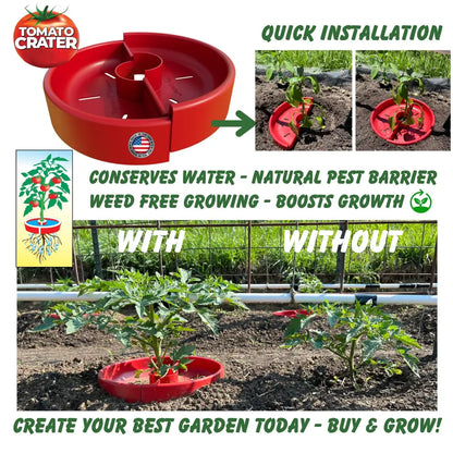 Tomato Crater 12-Inch Gardening Tool – Boosts Yields, Saves Water, Made in USA, 3PK